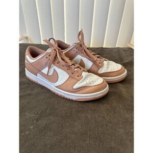 Nike Dunk Low Womens Sneakers Size 10‎ White & Pink Leather